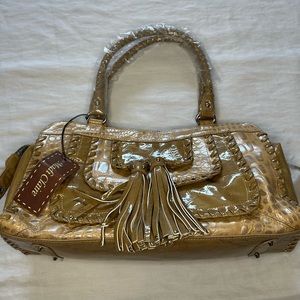 Madi Claire leather croc tan shoulder bag